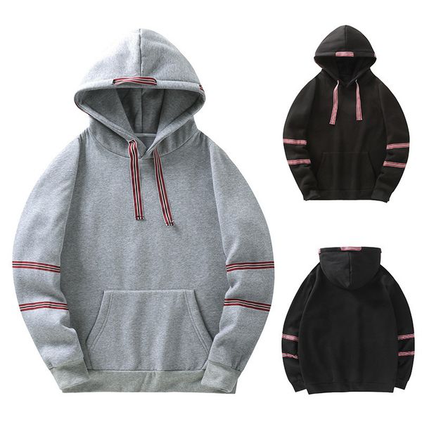 2021 sprin and autumn men's ribbon design basic hoodie oversized sweatshirt, Black 
2021 sprin and autumn men's ribbon design basic hoodie oversized sweatshirt, Black