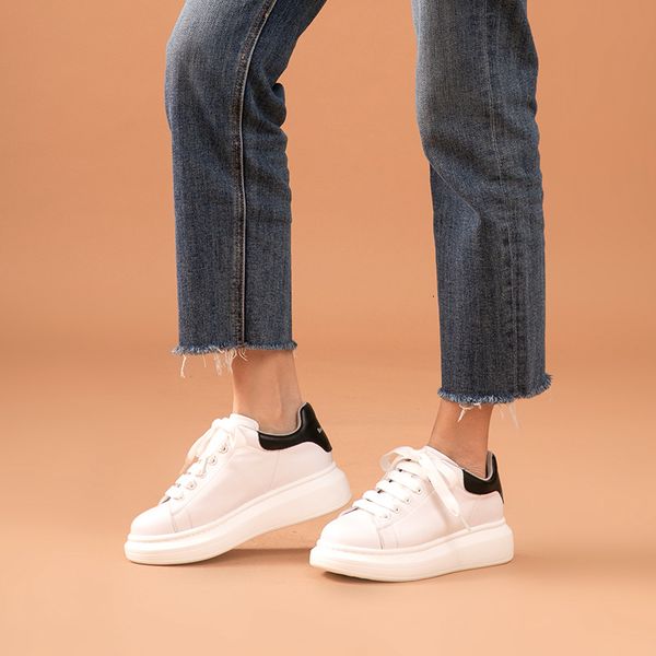dress shoes white sneakers women genuine cow leather round toe trainers lace-up lady casual chunky shoes handmade 29070, Black
dress shoes white sneakers women genuine cow leather round toe trainers lace-up lady casual chunky shoes handmade 29070, Black