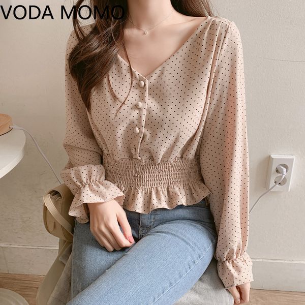 vintage v-neck flare long sleeve polka dot women blouse shirts elegant slim waist ruffles female blouse blusas plus size, White
vintage v-neck flare long sleeve polka dot women blouse shirts elegant slim waist ruffles female blouse blusas plus size, White