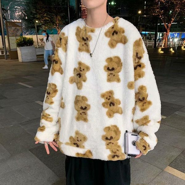 men's hoodies & sweatshirts faux lamb wool round neck sweatshirt winter tide brand couple bear full print coat loose warmth and velvet, Black
men's hoodies & sweatshirts faux lamb wool round neck sweatshirt winter tide brand couple bear full print coat loose warmth and velvet, Black