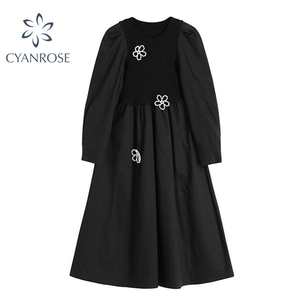 vintage long sleeve knitted patchwork goth dress women autumn harajuku floral embroidery a-line black gothic 210430, Black;gray
vintage long sleeve knitted patchwork goth dress women autumn harajuku floral embroidery a-line black gothic 210430, Black;gray