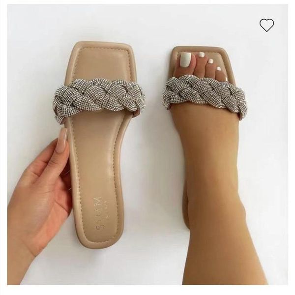 sandals women's party for summer flat with fashion woven bling rhinestone open toe slip on slippers beach shoes woman, Black
sandals women's party for summer flat with fashion woven bling rhinestone open toe slip on slippers beach shoes woman, Black