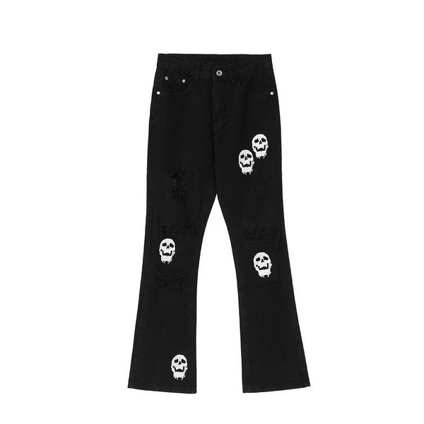 men's jeans fashion men hole skull print denim flare mens zipper straight trouser hip hop destroy holes streetwear pants, Blue
men's jeans fashion men hole skull print denim flare mens zipper straight trouser hip hop destroy holes streetwear pants, Blue