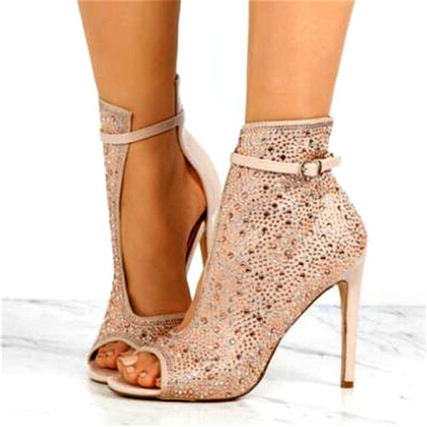 boots summer women satin rhinestone drilled side cut out peep toe ankle strap ladies crystal high heel stiletto, Black
boots summer women satin rhinestone drilled side cut out peep toe ankle strap ladies crystal high heel stiletto, Black