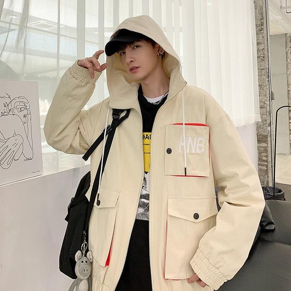 men's jackets mens wind hooded and coats korean fashion streetwear letter print designer clothes male with many pockets jacket for men, Black;brown
men's jackets mens wind hooded and coats korean fashion streetwear letter print designer clothes male with many pockets jacket for men, Black;brown