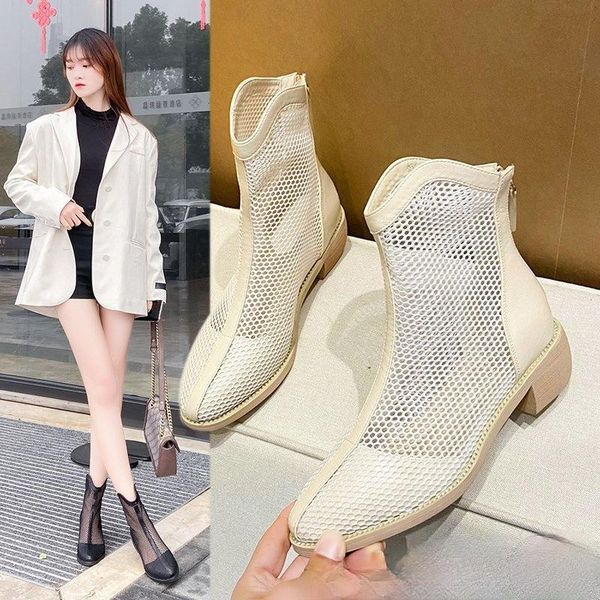 fashion net boots women2021 summer british style women's breathable sandals thick heel short women, Black
fashion net boots women2021 summer british style women's breathable sandals thick heel short women, Black