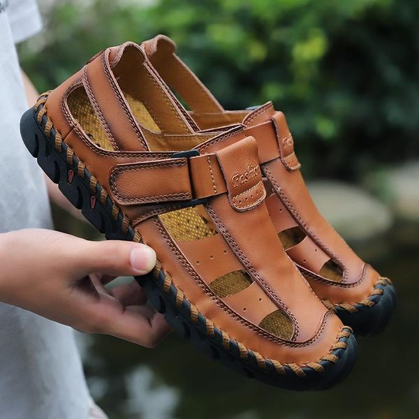 sandals mens summer big shoes flat comfortable beach sandalias hombre de cuero genuine leather genuino fashion puntera cerrada, Black
sandals mens summer big shoes flat comfortable beach sandalias hombre de cuero genuine leather genuino fashion puntera cerrada, Black