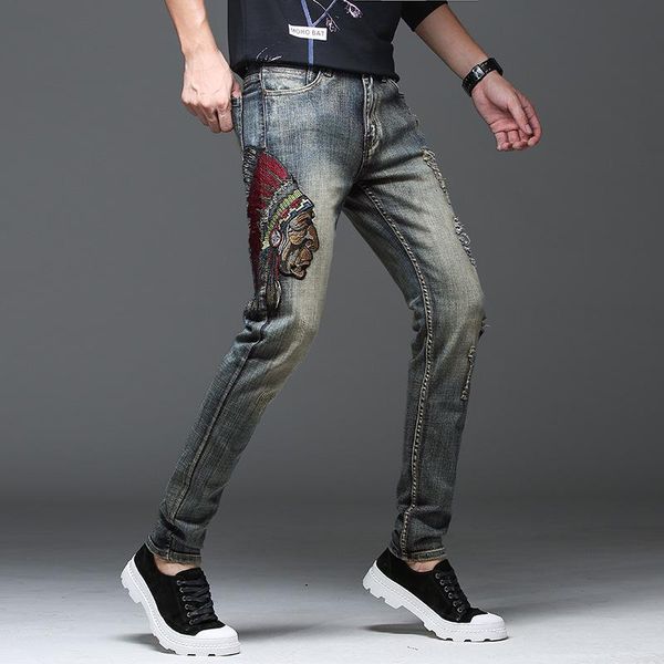 men's simple slim korean version of the elastic feet pants youth fashion jeans, Blue
men's simple slim korean version of the elastic feet pants youth fashion jeans, Blue