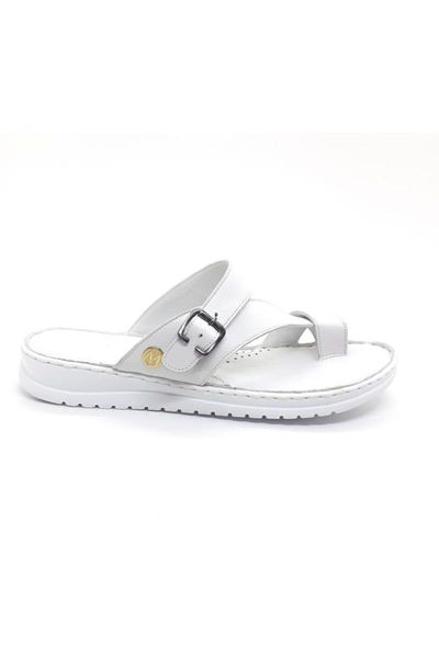 slippers genuine leather flip-flop female white, Black