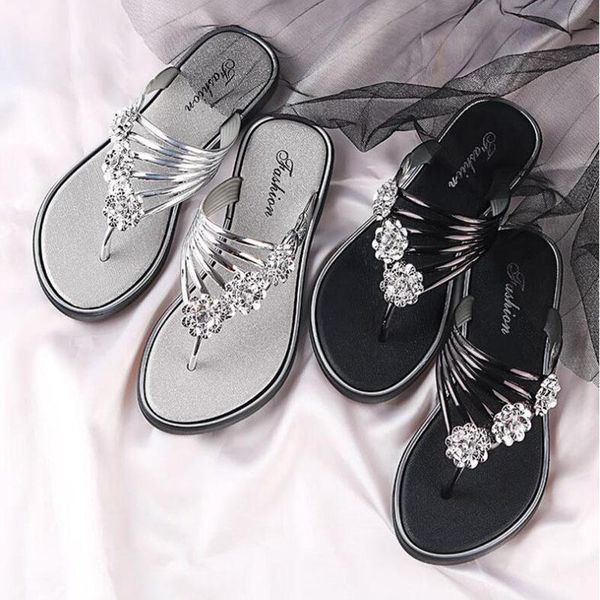 slippers summer women's outing fashion all-match interior wowen bright diamond comfortable flip-flops ladies flat beach sandals, Black
slippers summer women's outing fashion all-match interior wowen bright diamond comfortable flip-flops ladies flat beach sandals, Black