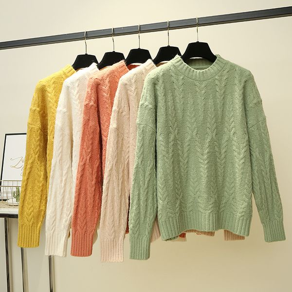 women's knits & tees classic sweater loose kint and pullovers long sleeve casual s twisted pull femme streetwear lp4x, White
women's knits & tees classic sweater loose kint and pullovers long sleeve casual s twisted pull femme streetwear lp4x, White