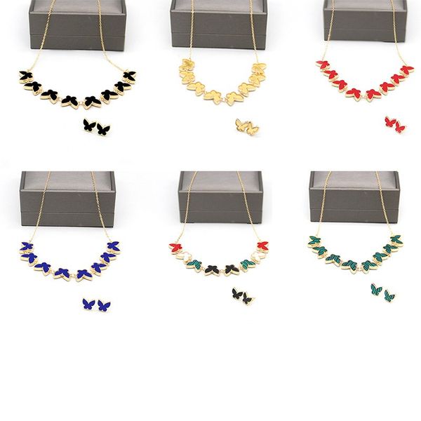 new fashion designers colorful butterfly charm stud earring necklace set gold plated jewelry, Silver
new fashion designers colorful butterfly charm stud earring necklace set gold plated jewelry, Silver
