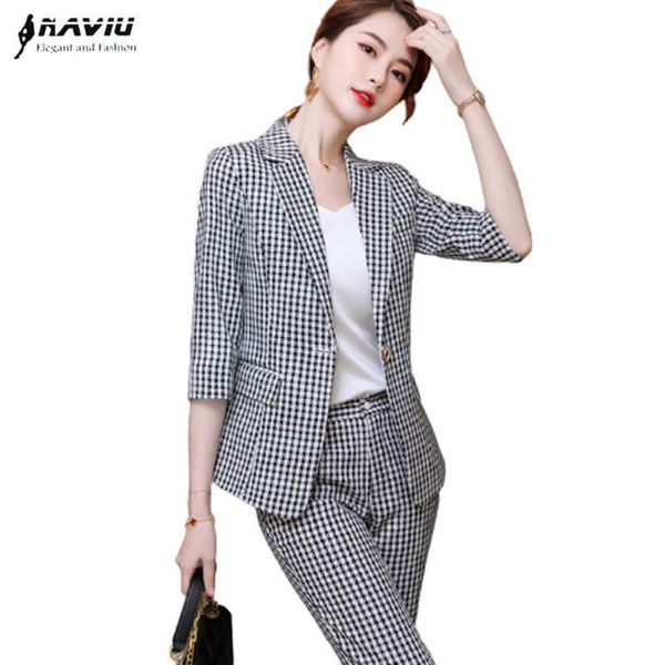 plaid suit spring summer casual fashion half sleeve blazer and pants office ladies business formal work wear 210604, White;black
plaid suit spring summer casual fashion half sleeve blazer and pants office ladies business formal work wear 210604, White;black