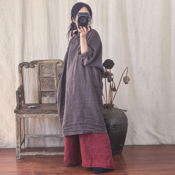 casual dresses johnature women linen dress stand long sleeve solid color button clothes 2021 spring autumn loose chinese style, Black;gray
casual dresses johnature women linen dress stand long sleeve solid color button clothes 2021 spring autumn loose chinese style, Black;gray