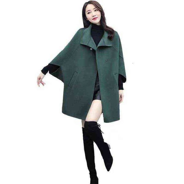 cloak woolen coat women's autumn and winter thickened bat sleeve medium long wear, Black
cloak woolen coat women's autumn and winter thickened bat sleeve medium long wear, Black