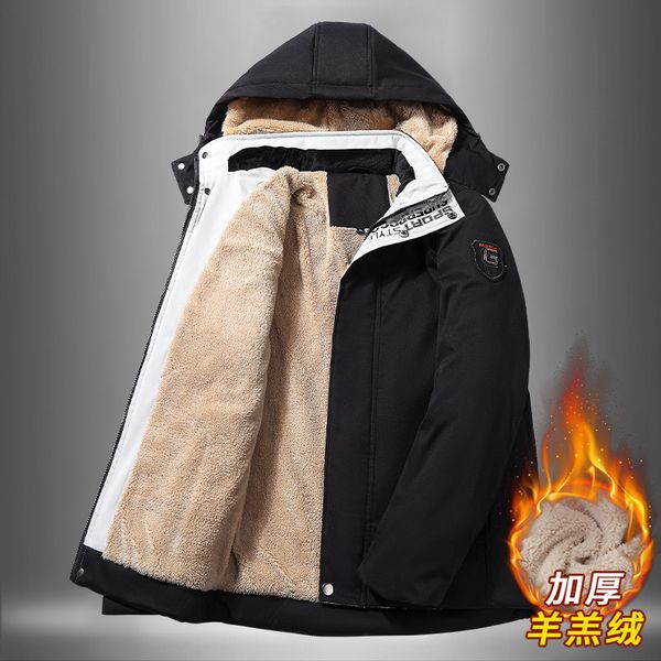 coat loose large winter warm lamb cashmere men's work cloth cotton padded et, Black
coat loose large winter warm lamb cashmere men's work cloth cotton padded et, Black