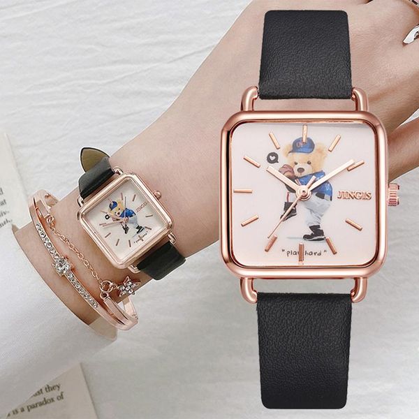 wristwatches casual women watches bear pattern square bracelet set ladies leather band quartz wristwatch female clock zegarek damski, Slivery;brown
wristwatches casual women watches bear pattern square bracelet set ladies leather band quartz wristwatch female clock zegarek damski, Slivery;brown