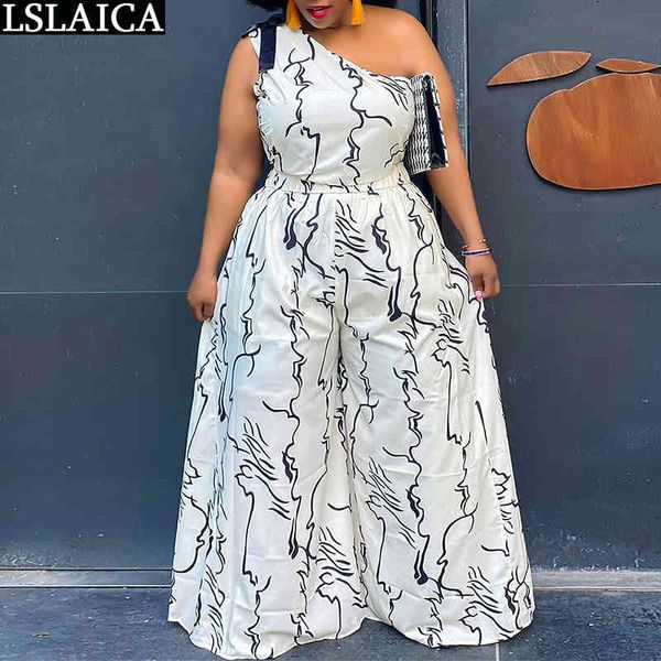 women two piece outfits one shoulder sleeveless wide leg pants set oversize plus size tracksuit streetwear 210520, White
women two piece outfits one shoulder sleeveless wide leg pants set oversize plus size tracksuit streetwear 210520, White