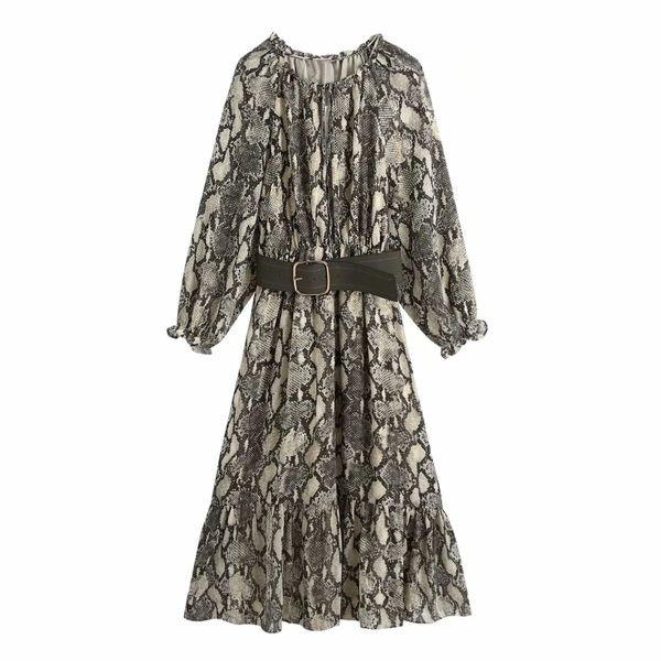 women animal pattern print sashes midi dress femme o-neck bow tie nine quarter sleeve loose clothes lady vestido d6526 210430, Black;gray
women animal pattern print sashes midi dress femme o-neck bow tie nine quarter sleeve loose clothes lady vestido d6526 210430, Black;gray