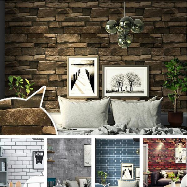 wallpapers 3d brick wallpaper pvc retro self adhesive stone wall paper waterproof decorative sticker for living room bedroom