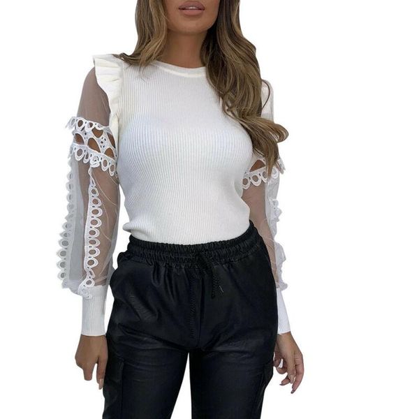 ladies mesh splice lantern sleeve shirt women fashion perspective solid slim blouse work shirts women's blouses &, White
ladies mesh splice lantern sleeve shirt women fashion perspective solid slim blouse work shirts women's blouses &, White