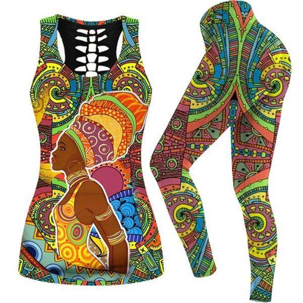 women's leggings ladies summer dress 2021 african women 3d printed fitness yoga set hollow vest tights high waist elastic sports, Black
women's leggings ladies summer dress 2021 african women 3d printed fitness yoga set hollow vest tights high waist elastic sports, Black