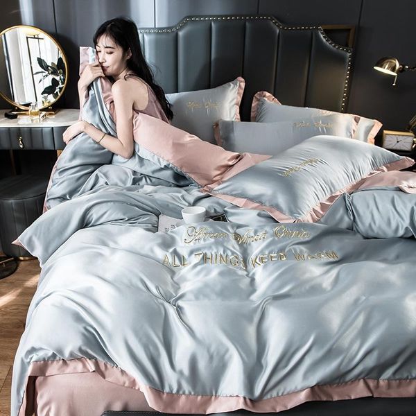 bedding sets european style washed silk four-piece ice silky nude sleeping spring and summer sheets
bedding sets european style washed silk four-piece ice silky nude sleeping spring and summer sheets