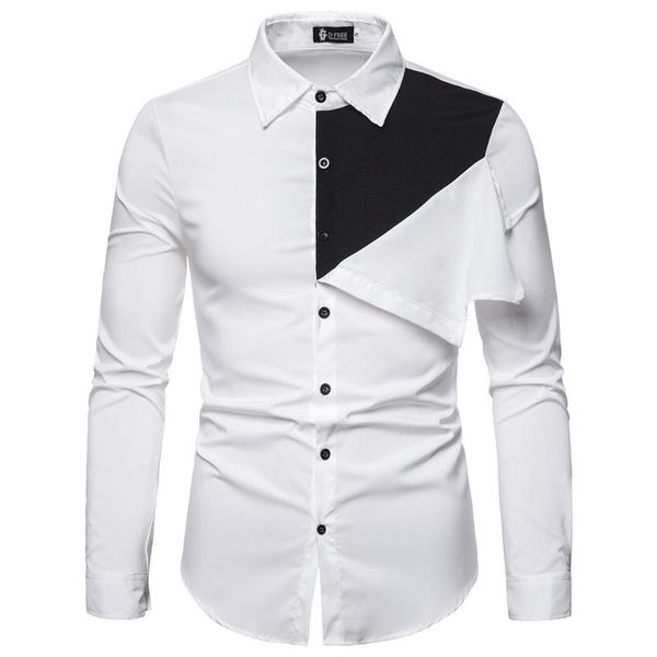 men's fashion personality tailoring color long sleeve shirt, casual shirt men slim shirts, White;black
men's fashion personality tailoring color long sleeve shirt, casual shirt men slim shirts, White;black