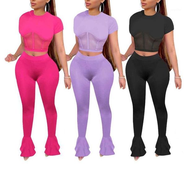 women fashion clothing sets short sleeve mesh crop + flare pants bell bottom lady summer fall casual solid outfits women's tracksu, Gray
women fashion clothing sets short sleeve mesh crop + flare pants bell bottom lady summer fall casual solid outfits women's tracksu, Gray