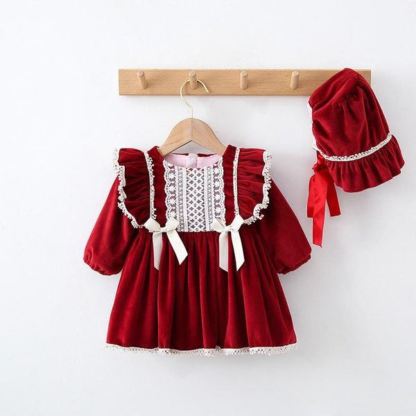 girl's dresses baby girls clothes plus velvet solid color lace retro princess dress children's full moon birthday party with hat v, Red;yellow
girl's dresses baby girls clothes plus velvet solid color lace retro princess dress children's full moon birthday party with hat v, Red;yellow