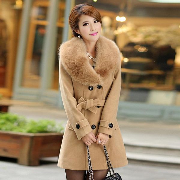 women's wool & blends 2021 winter female fur coat casual coats solid color bandage long sleeve button women, Black
women's wool & blends 2021 winter female fur coat casual coats solid color bandage long sleeve button women, Black