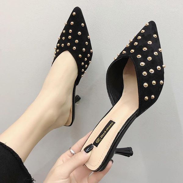 female shoes rivet ladies' slippers pointed toe luxury slides women heels med shallow 2021 cover designer high thin fabric pumps1, Black
female shoes rivet ladies' slippers pointed toe luxury slides women heels med shallow 2021 cover designer high thin fabric pumps1, Black