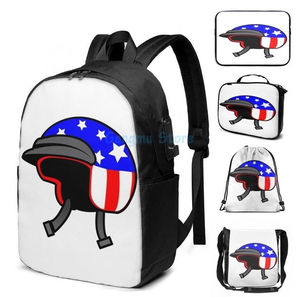 funny graphic print helmet star usb charge backpack men school bags women bag travel laptop
funny graphic print helmet star usb charge backpack men school bags women bag travel laptop