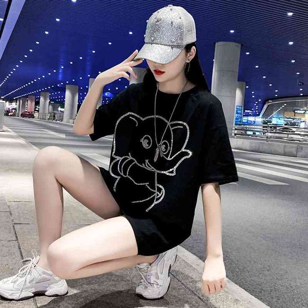gaojie guochao summer 2021 new drilling heavy industry medium length loose large women's short sleeve t-shirt blouse, White;black
gaojie guochao summer 2021 new drilling heavy industry medium length loose large women's short sleeve t-shirt blouse, White;black
