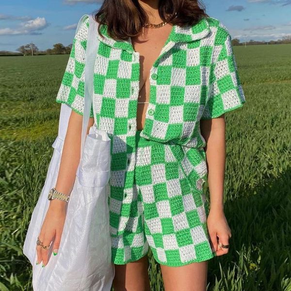 women's tracksuits women plaid print two piece outfits summer short sleeve button down loose knit and pants set green pink purple blac, Gray
women's tracksuits women plaid print two piece outfits summer short sleeve button down loose knit and pants set green pink purple blac, Gray