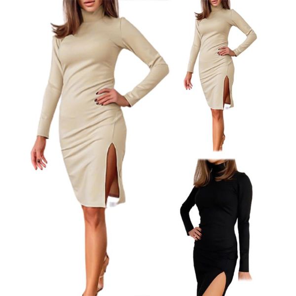 casual dresses women stylish long sleeve turtleneck backless hollow split hem knee-length party dress, Black;gray
casual dresses women stylish long sleeve turtleneck backless hollow split hem knee-length party dress, Black;gray