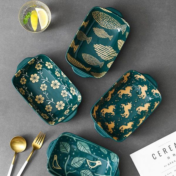 dishes & plates japanese ceramic binaural baked rice bowl rectangular baking lasagna tray household oven
dishes & plates japanese ceramic binaural baked rice bowl rectangular baking lasagna tray household oven