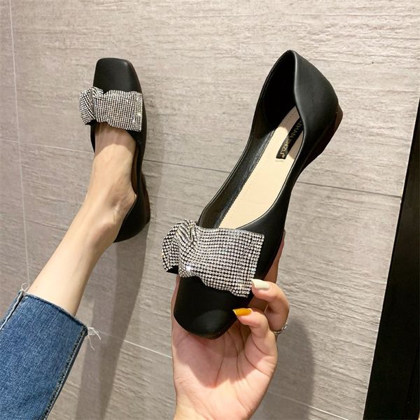 thick single heel pointed in autumn bow rhinestone shallow mouth flat women's shoes, Black
thick single heel pointed in autumn bow rhinestone shallow mouth flat women's shoes, Black