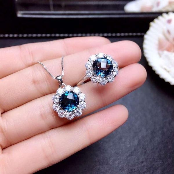 bracelet, earrings & necklace natural blue z ring pendant gemstone jewelry set 925 silver fashion round sun flower women party gift fine, Black
bracelet, earrings & necklace natural blue z ring pendant gemstone jewelry set 925 silver fashion round sun flower women party gift fine, Black