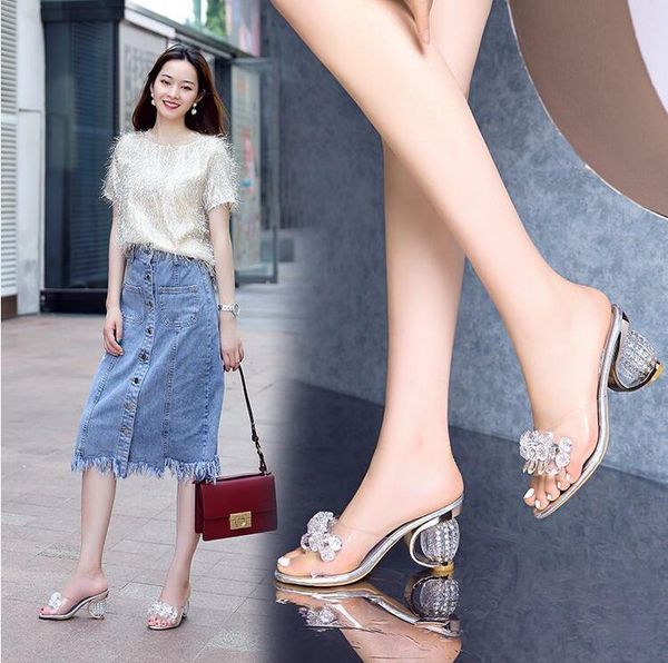 slippers pvc jelly sandals women crystal peep toe high heels shoes transparent heel pumps, Black
slippers pvc jelly sandals women crystal peep toe high heels shoes transparent heel pumps, Black