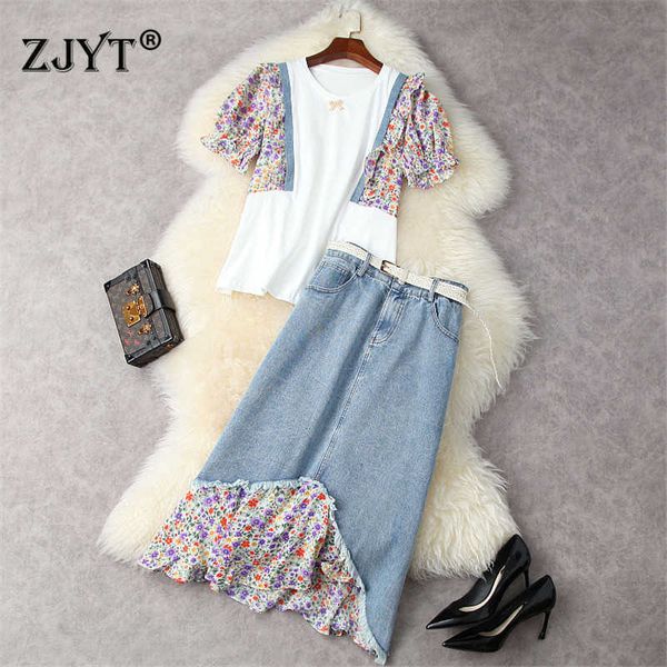 summer two piece women's dress set fashion short sleeve printing t-shirt+denim skirt suit casual outfits 210601, White
summer two piece women's dress set fashion short sleeve printing t-shirt+denim skirt suit casual outfits 210601, White