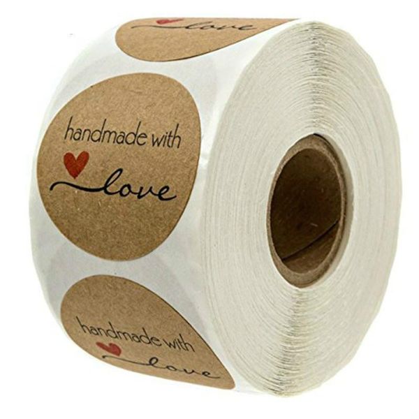 500pcs handmade with love stickers round self adhesive kraft paper labels gift tag wrap
500pcs handmade with love stickers round self adhesive kraft paper labels gift tag wrap
