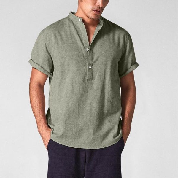 men's tracksuits loose linen and bamboo cotton plain short-sleeved shirt slender fitted men's stand-up collar women muje, Gray
men's tracksuits loose linen and bamboo cotton plain short-sleeved shirt slender fitted men's stand-up collar women muje, Gray