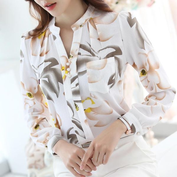 women's blouses & shirts blusas mujer de moda 2021 long sleeve floral print chiffon blouse shirt women v-neck office ladies a90, White
women's blouses & shirts blusas mujer de moda 2021 long sleeve floral print chiffon blouse shirt women v-neck office ladies a90, White