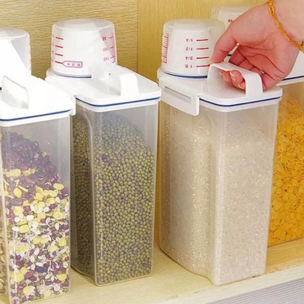 storage bottles & jars 2kg rice dispenser store box kitchen lid foods organizer portable cereal bucket with measuring cup tank
storage bottles & jars 2kg rice dispenser store box kitchen lid foods organizer portable cereal bucket with measuring cup tank