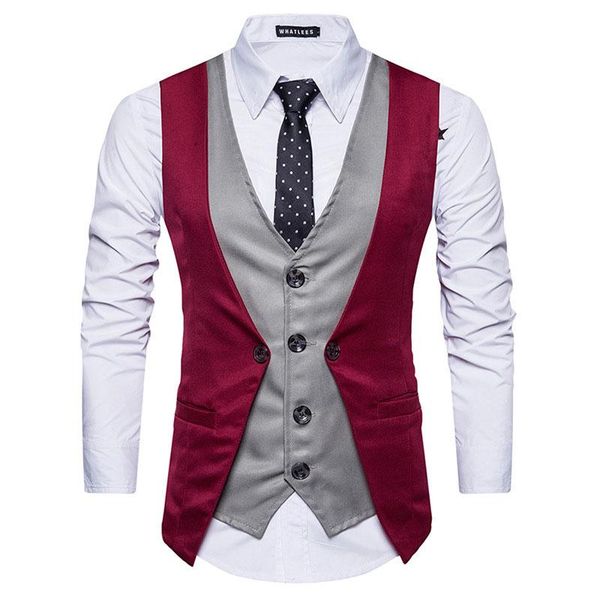 men's vests mens premium business 4 buttons fake 2 for male slim fit mans suit sleeveless vest formal waistcoat or tuxedo, Black;white
men's vests mens premium business 4 buttons fake 2 for male slim fit mans suit sleeveless vest formal waistcoat or tuxedo, Black;white