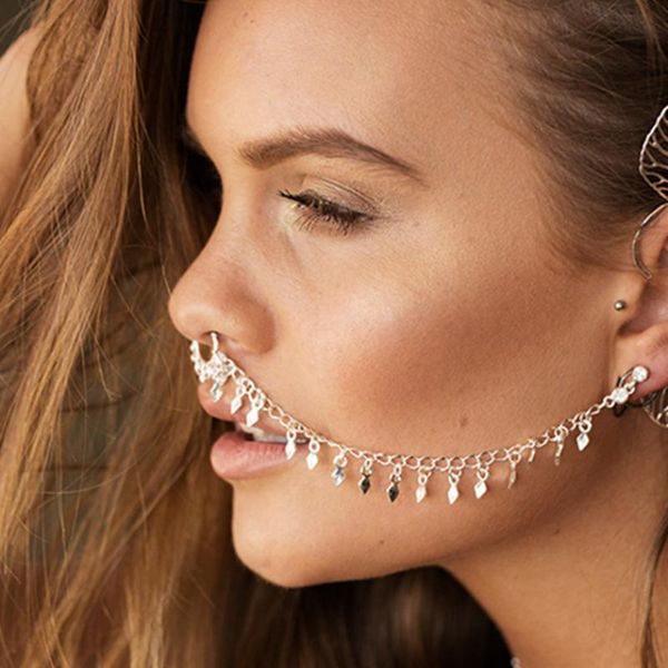 dangle & chandelier style metallic punk geometric rhombus tassel chain stud earring nose clip, Silver
dangle & chandelier style metallic punk geometric rhombus tassel chain stud earring nose clip, Silver