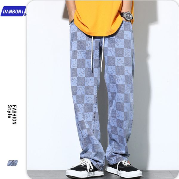 dbn men's #vibe high street jeans men's loose straight tube wide leg casual fashion plaid full print jacquard pants, Blue
dbn men's #vibe high street jeans men's loose straight tube wide leg casual fashion plaid full print jacquard pants, Blue