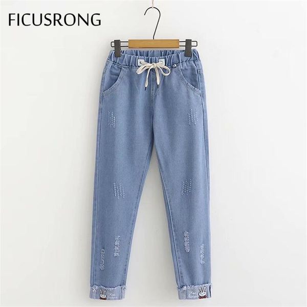 women cartoon denim pants elastic waist mid casual full length regular cotton lace-up pencil jeans 2021 women's, Blue
women cartoon denim pants elastic waist mid casual full length regular cotton lace-up pencil jeans 2021 women's, Blue