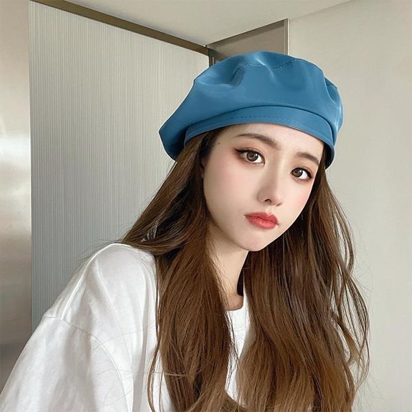 berets pu bright leather beret children spring and summer versatile art retro patent-leather painter hat octagonal womens hats, Blue;gray
berets pu bright leather beret children spring and summer versatile art retro patent-leather painter hat octagonal womens hats, Blue;gray